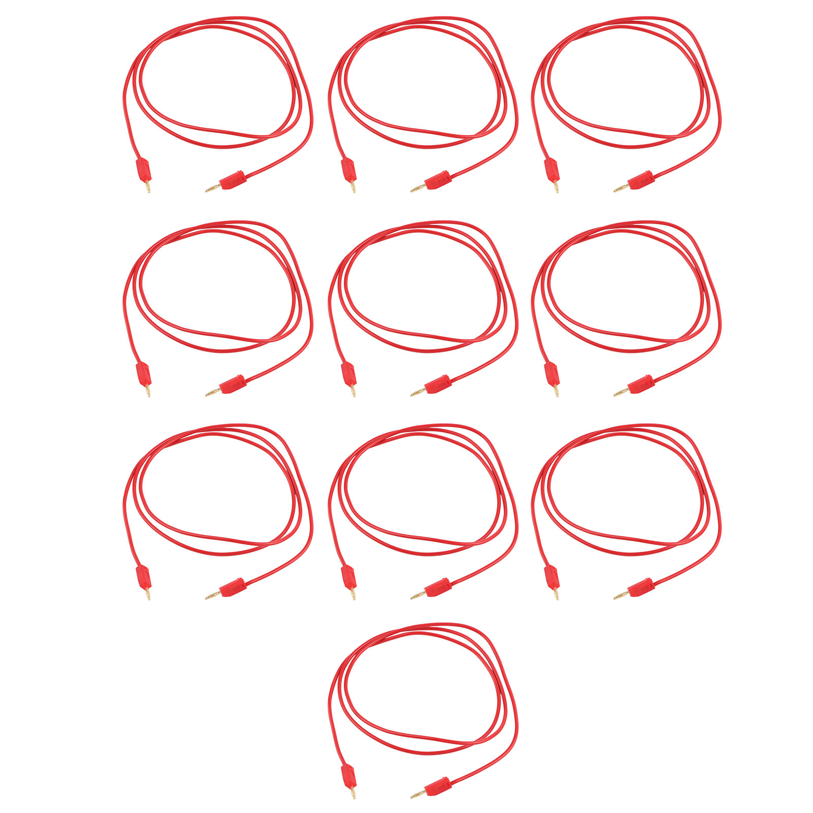 Packung Mit 10 Messleitungen Mit Bananensteckern Aus Messing Und Pvc, Für Multimeter, 2 Mm², Rot.