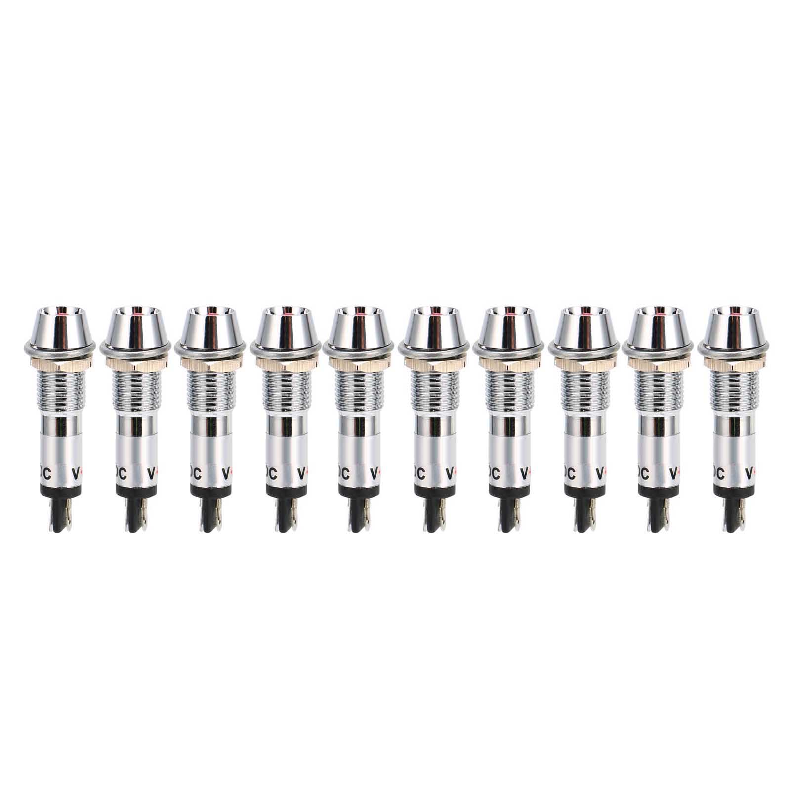 Packung Mit 10 Roten 24v Dc-kontrollleuchten, Edelstahlgehäuse, 8mm Durchmesser.
