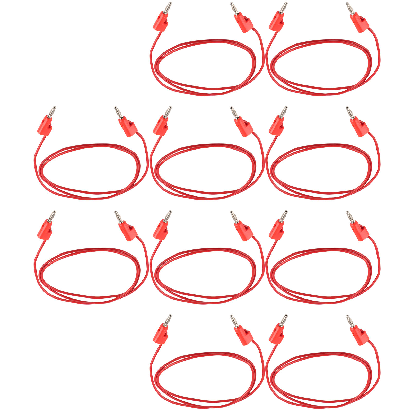 Packung Mit 10 Bananenstecker-prüfleitungen (stecker-stecker), Messingkern, Für Elektrische Prüfungen J.70006, 4 Mm, Rot