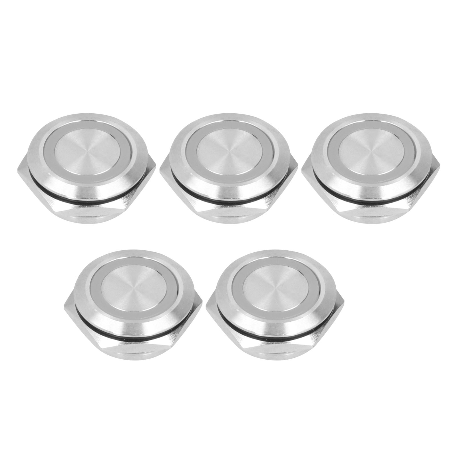 5er-pack Ultradünne, Wasserdichte, Selbstrückstellende Momenttaster Aus Metall Mit Led, 22 Mm, 220 V Wechselstrom, Rot