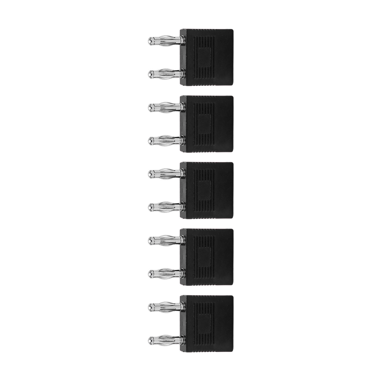 Packung Mit 5 Doppelbananensteckern J.20005 (1 Buchse Auf 2 Stecker, 14 Mm Mittenabstand, 4 Mm Kurzschluss-bananenstecker), Schwarz