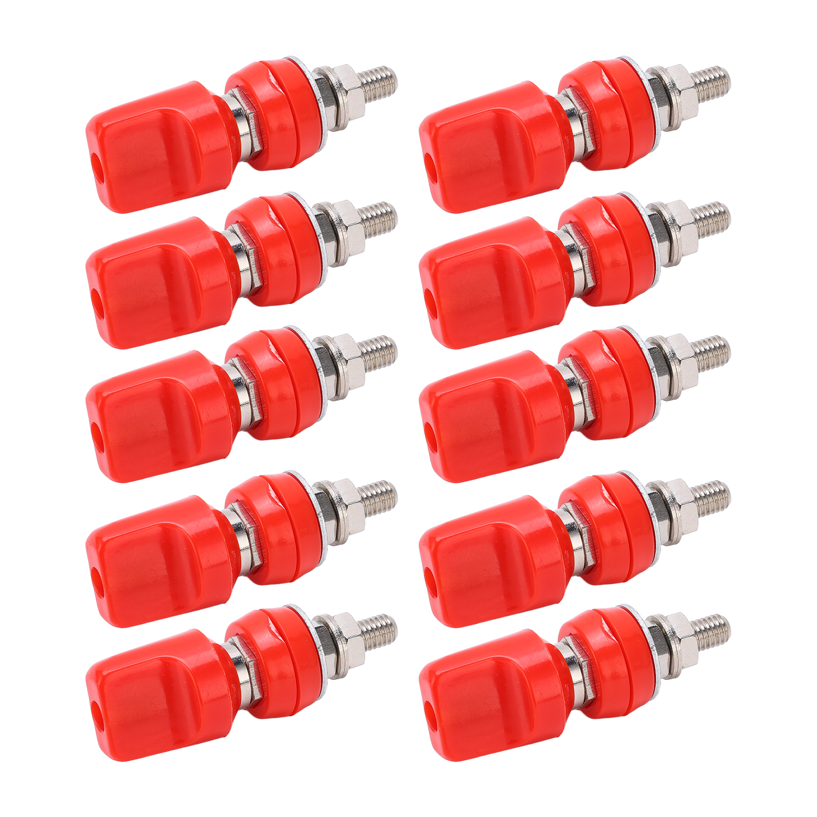 J.50019 (1) M6 100 A Vernickelte Messing-stromklemmen, Stecker Mit 4-mm-bananenstecker, Rot