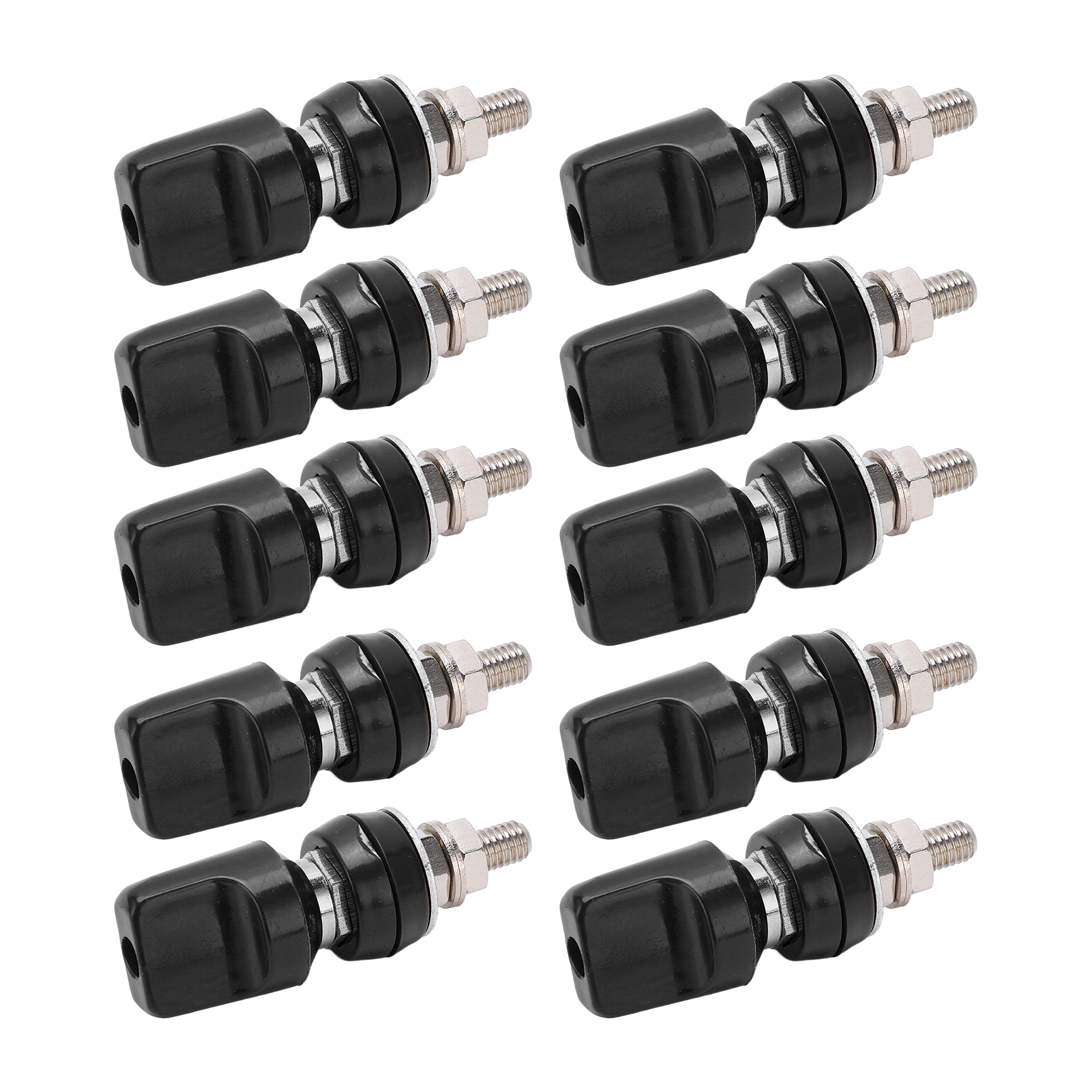 J.50019 (1) M6 100 A Vernickelte Messing-stromklemmen, Stecker Mit 4-mm-bananenstecker, Schwarz