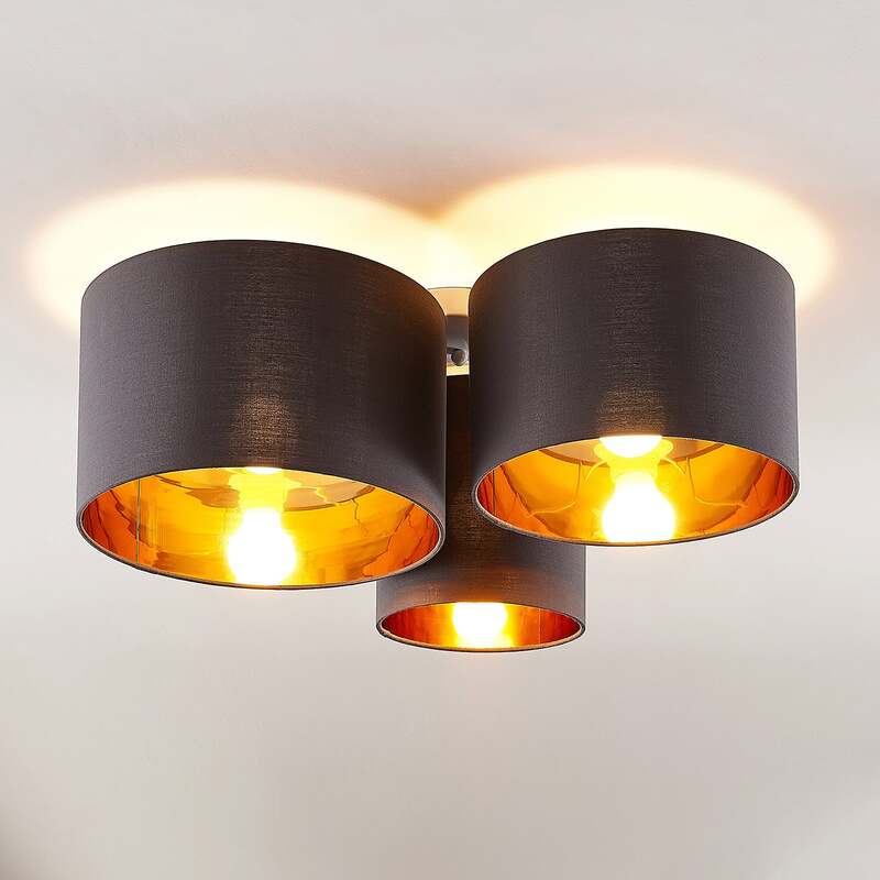 [gebraucht] B-ware Lindby Deckenleuchte Laurenz 3-flammig Led Lampe Leuchte Dimmbar Grau Gold Ø61cm