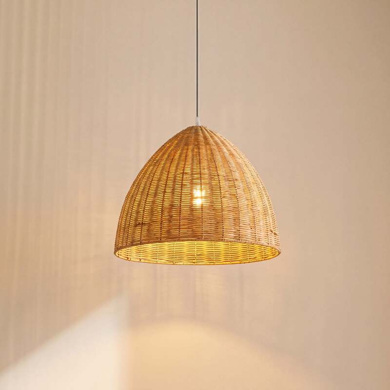 [gebraucht] B-ware Lindby Hängeleuchte Laverne Led Pendelleuchte Rattan Dimmbar Beige Ø40cm 35cm