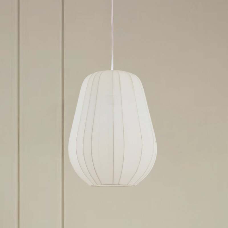[gebraucht] B-ware Lindby Hängeleuchte Helin Weiß Ø 30 Cm Dimmbar E27 Stoff 150 Cm Abhängung
