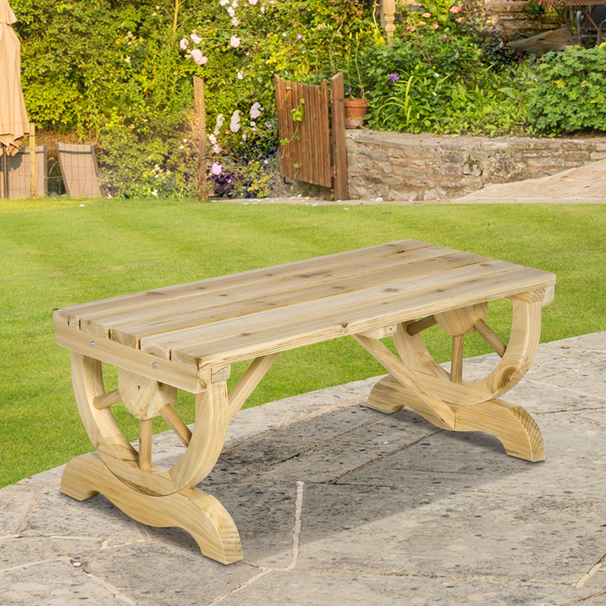 Holz-gartenbank 98 X 50 X 39,5 Cm Natur, 2-sitzer, Robust Für Den Garten – Meubliv