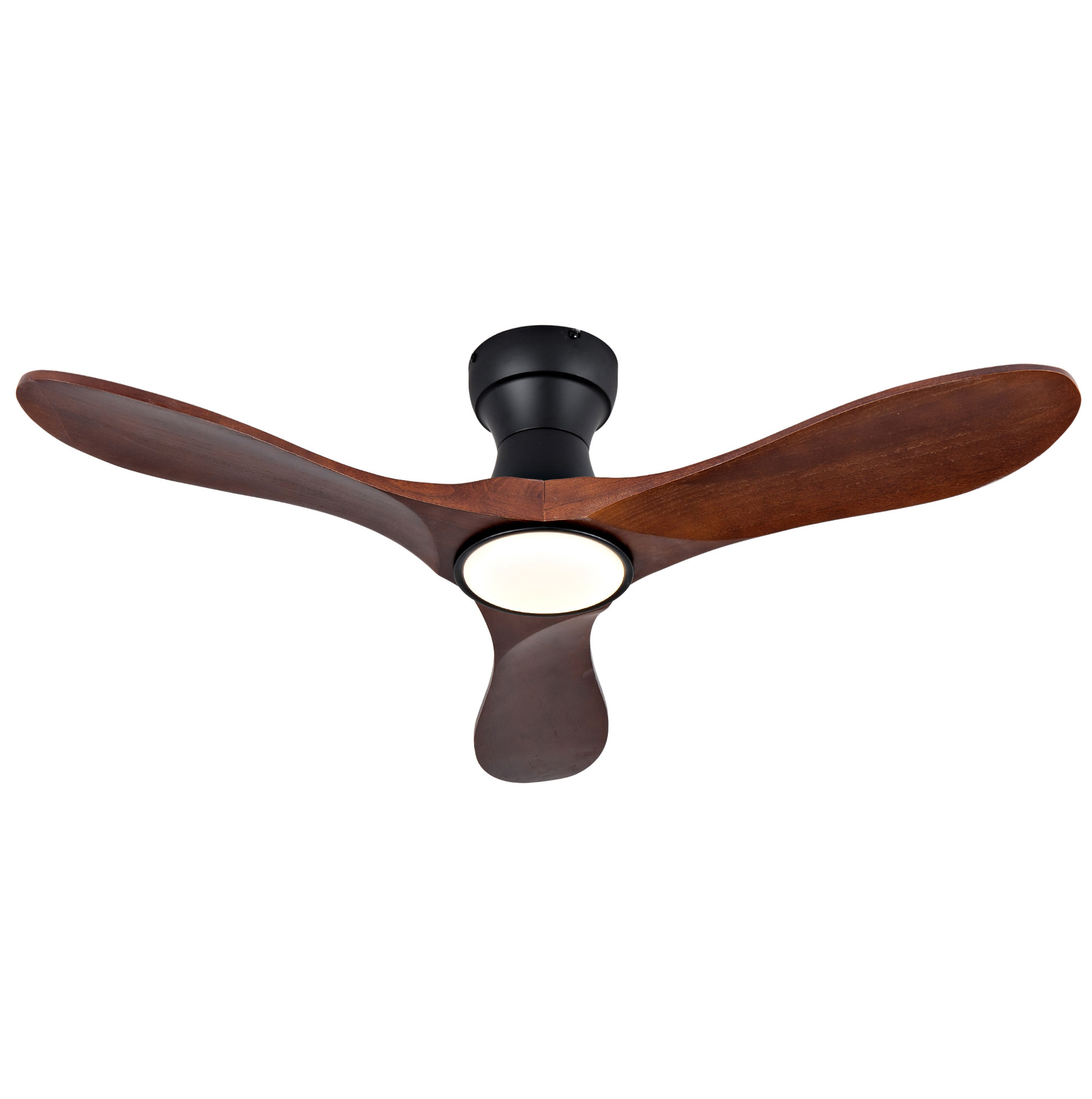 Led-deckenventilator 106x106x26,5 Cm Aus Metall Und Holz, Flach, Schwarz – Meubliv