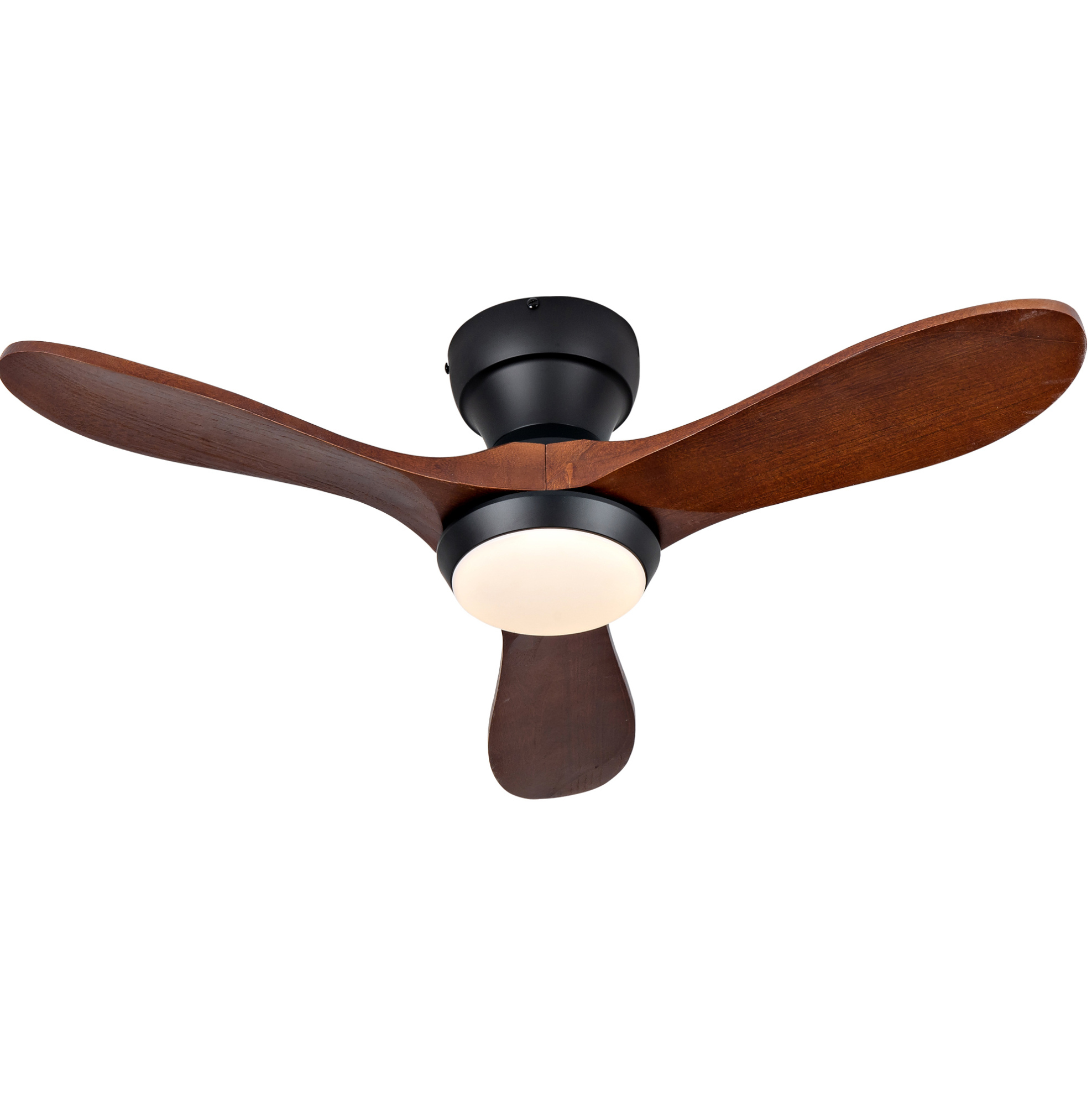 Led-deckenventilator 90 Cm Aus Metall Und Holz, Schwarz, Fernbedienung – Meubliv