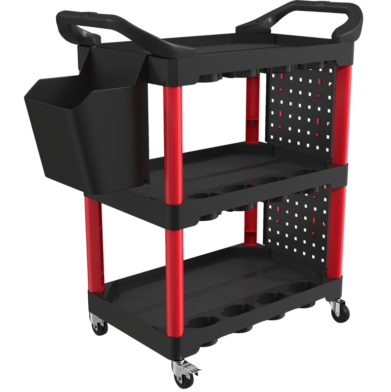 Werkzeugwagen 95x43x96 Cm Aus Polypropylen, Schwarz/rot, Mit Stauraum Für Die Garage