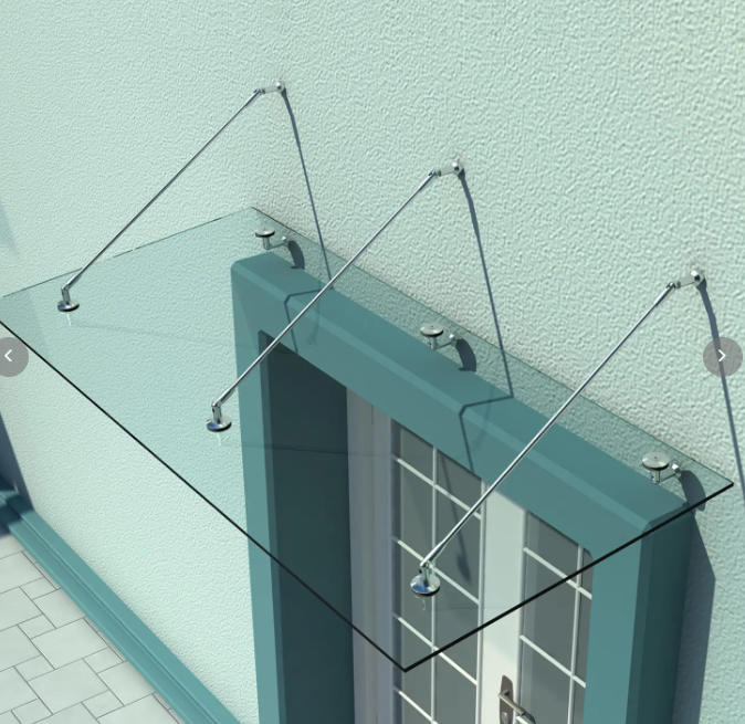 Türvordach 211x101x9 Cm Gehärtetes Glas Edelstahl Transparent, Stabil Für Eingang – Meubliv