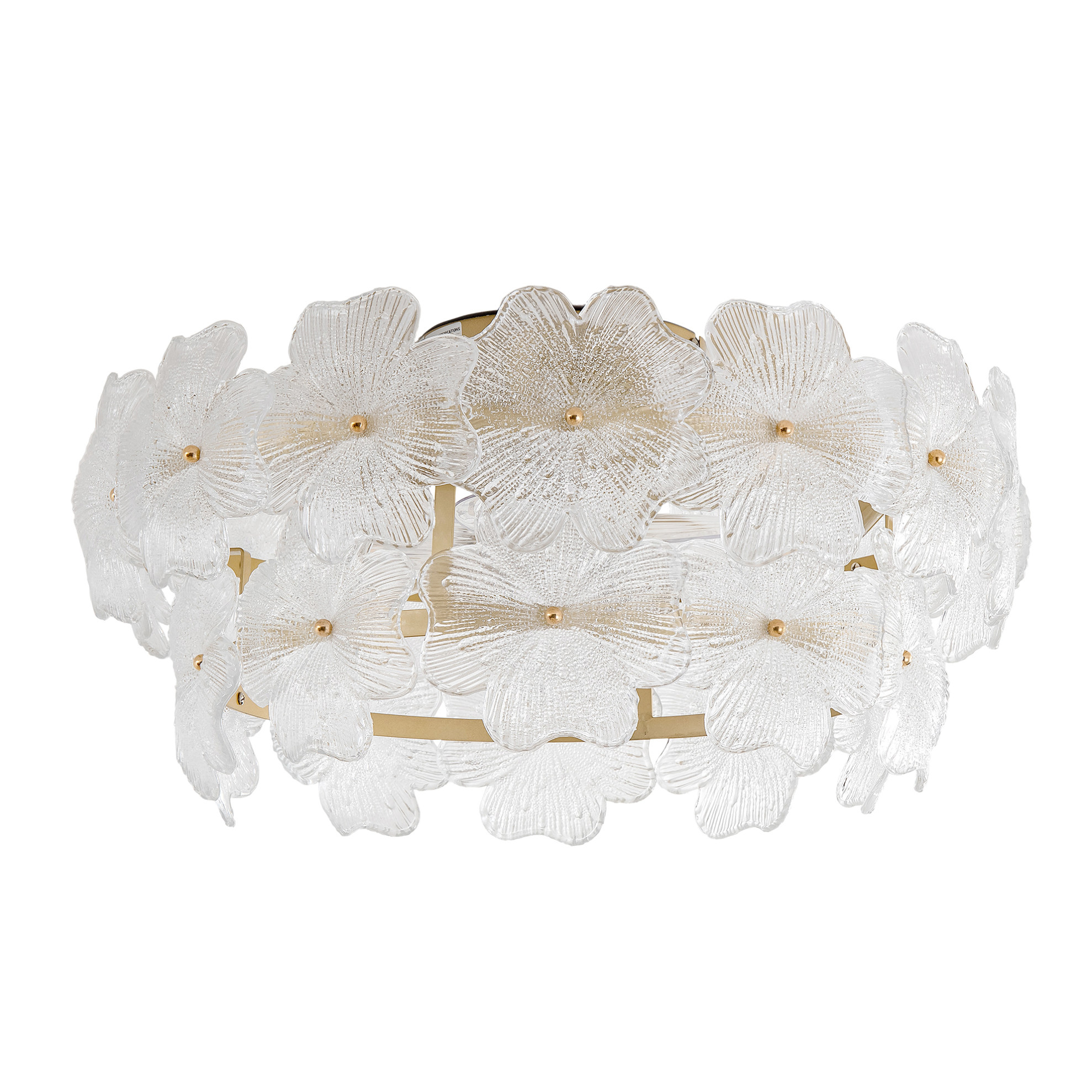 Deckenventilator 52x52x28 Cm, Glas Und Goldfarbenes Metall, 6 Stufen, Für Kleine Räume – Meubliv