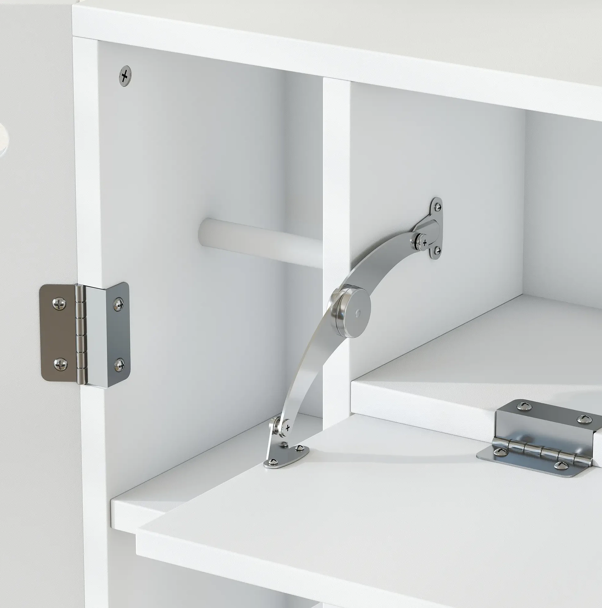 Wc-schrank Über Der Toilette 88x18x98 Cm Aus Weißem Mdf Mit Verstellbaren Regalböden