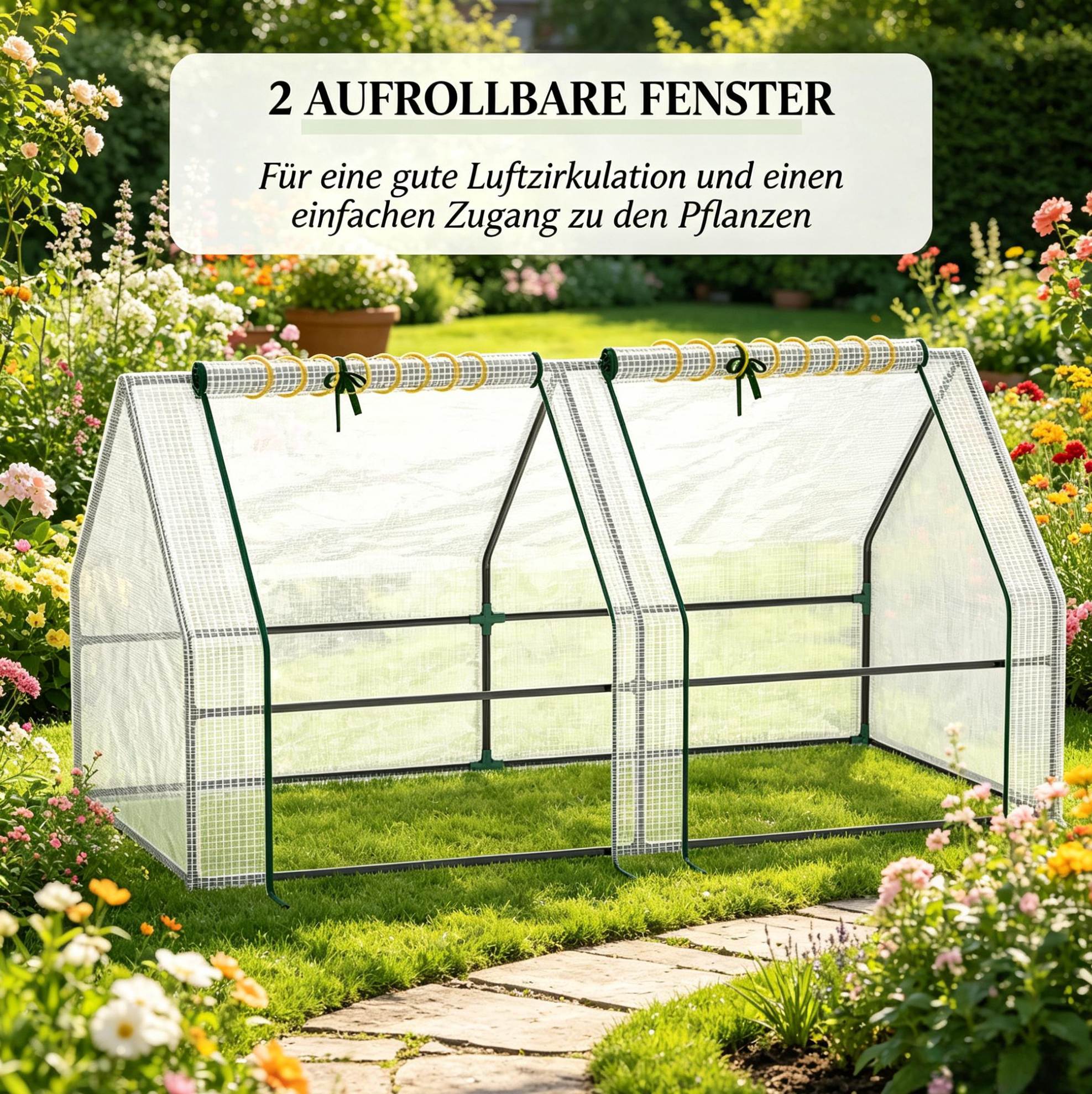 Garten-mini-gewächshaus 180x90x90 Cm Aus Stahl Und Pe, Weiß – Meubliv
