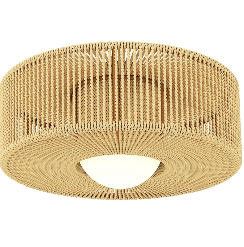 Runde Boho-deckenleuchte Aus Hanfseil, G9-fassung, Beige, Ø 30 Cm