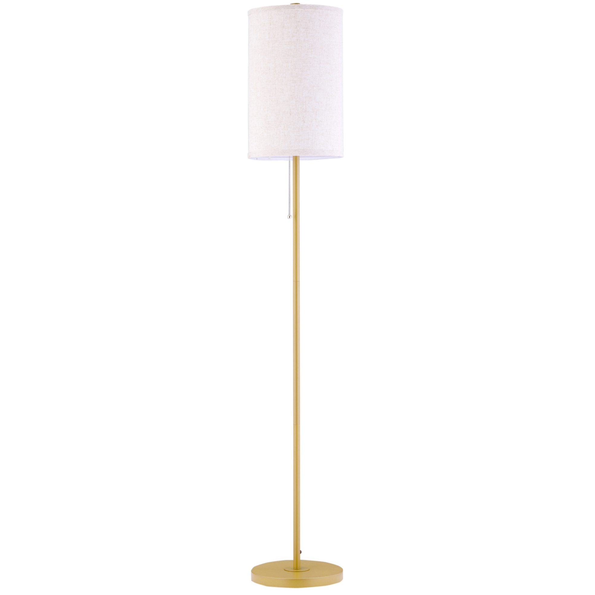 Stehlampe Aus Cremefarbenem Leinen, Stahlgestell, Zugschalter, E27-fassung, 157 Cm
