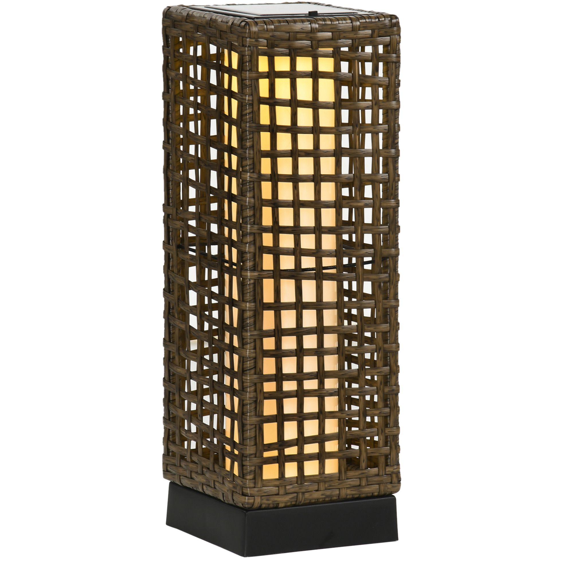 Led-solarleuchte Für Den Außenbereich In Rattanoptik Mit Dämmerungssensor, Ip44, 15,5 X 15,5 X 46 Cm