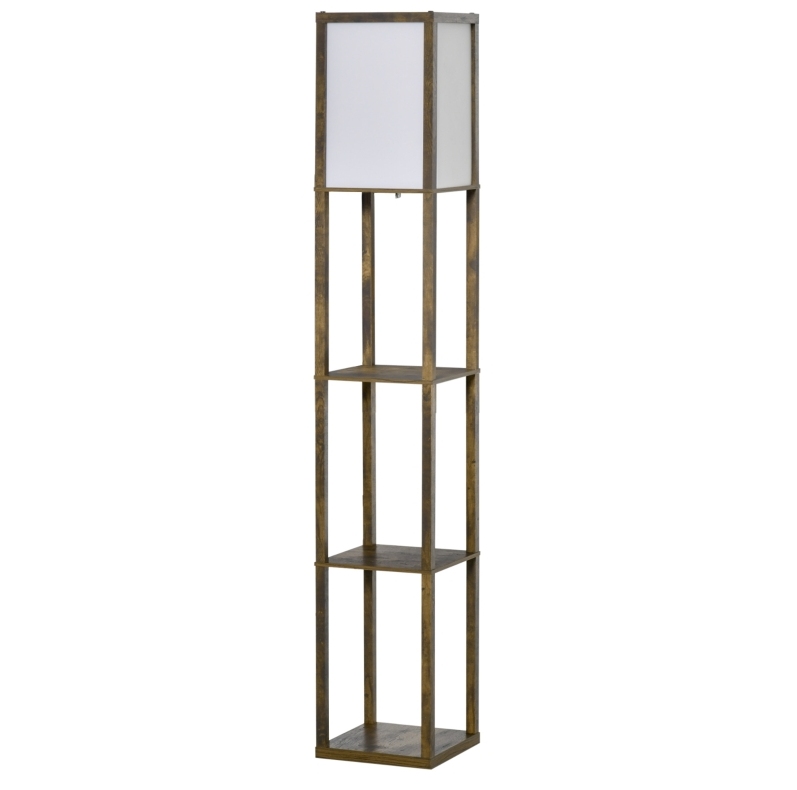 Stehlampe Mit Holzregalen 26 X 26 X 160 Cm, E27