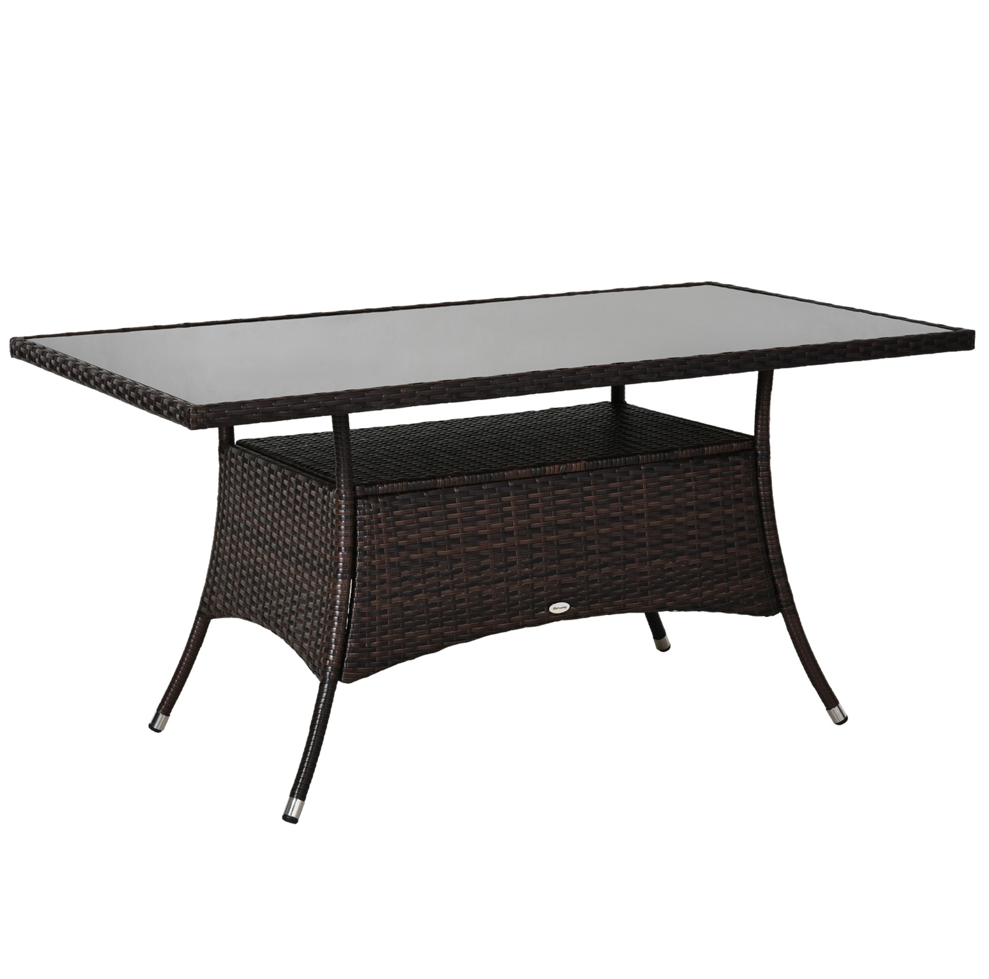 Gartentisch Aus Polyrattan Mit Tischplatte Aus Sicherheitsglas 150 X 85 X 74 Cm Braun/schwarz