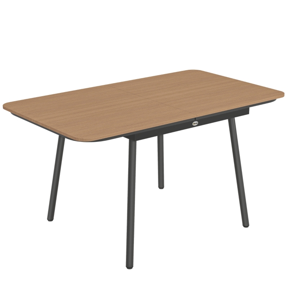 Gartentisch 140 X 80 Cm Für 6 Personen, Tischplatte In Holzoptik, Metallgestell