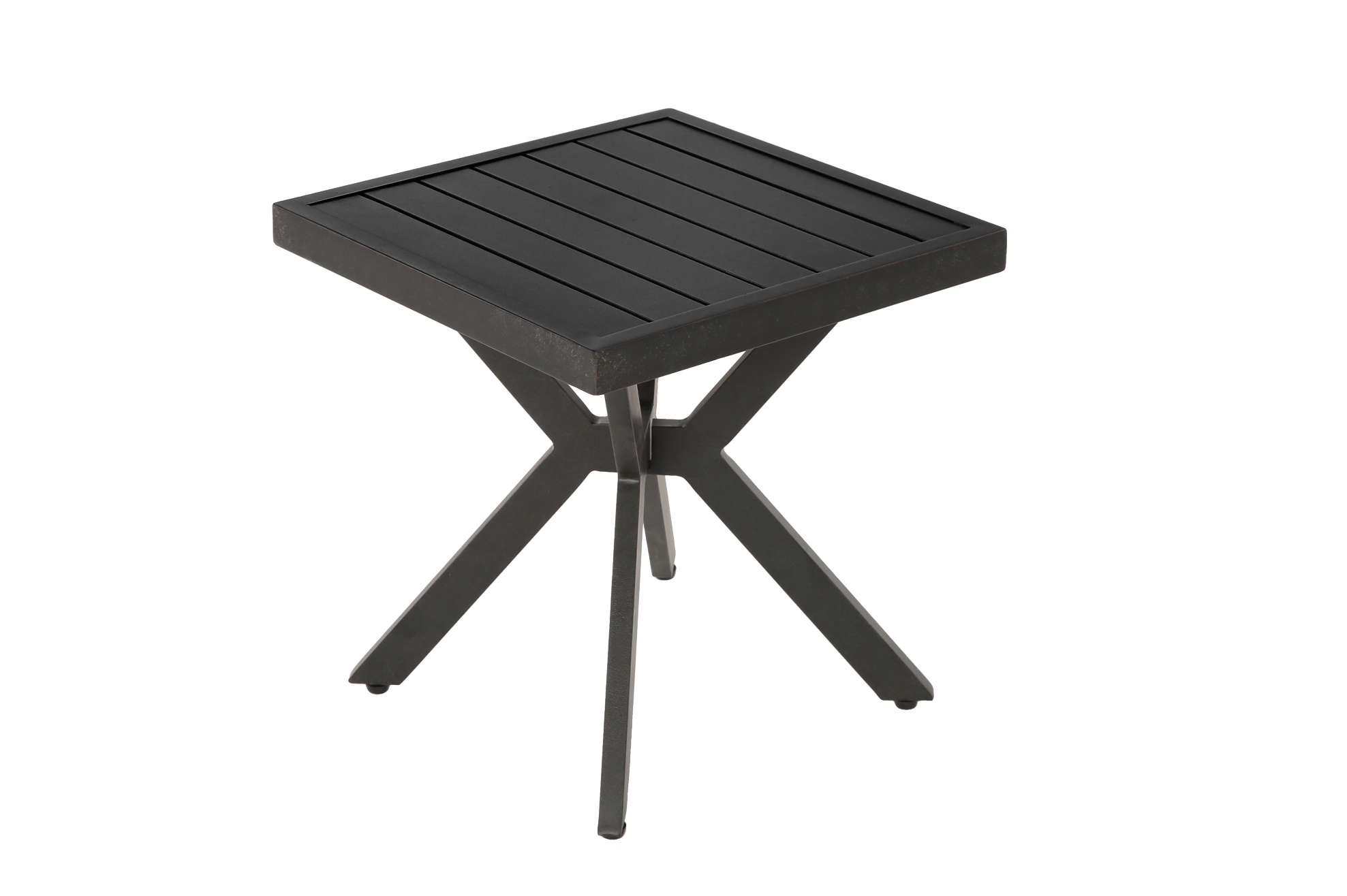 Quadratischer Beistelltisch Für Draußen Aus Aluminium, Dunkelbraun, 45 X 45 X 47 Cm