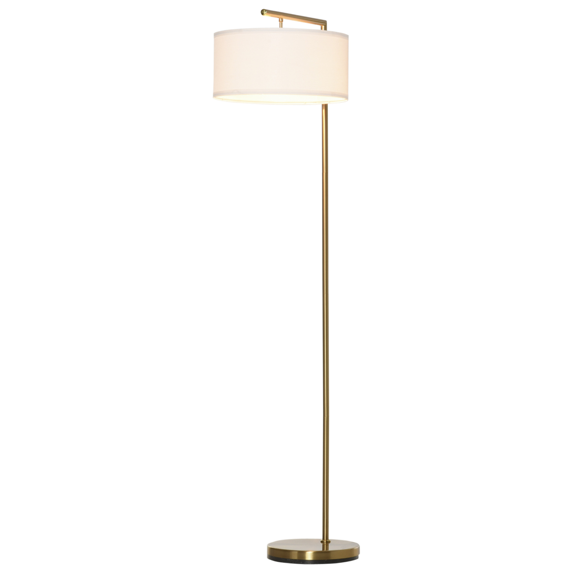 Stehleuchte E27 Aus Goldfarbenem Metall Mit Weißem Stoffschirm 47 X 37 X 153 Cm Modenuit
