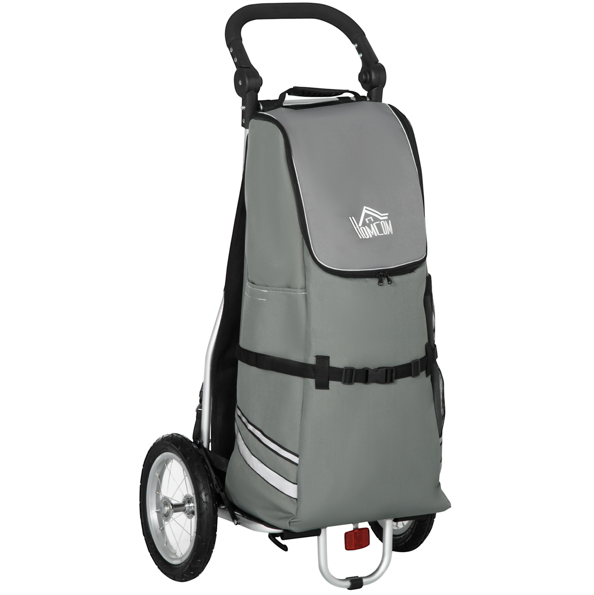 Faltbarer 2-in-1 Einkaufswagen Und Fahrradanhänger 55 L Aus Aluminium Und Oxford, Grau