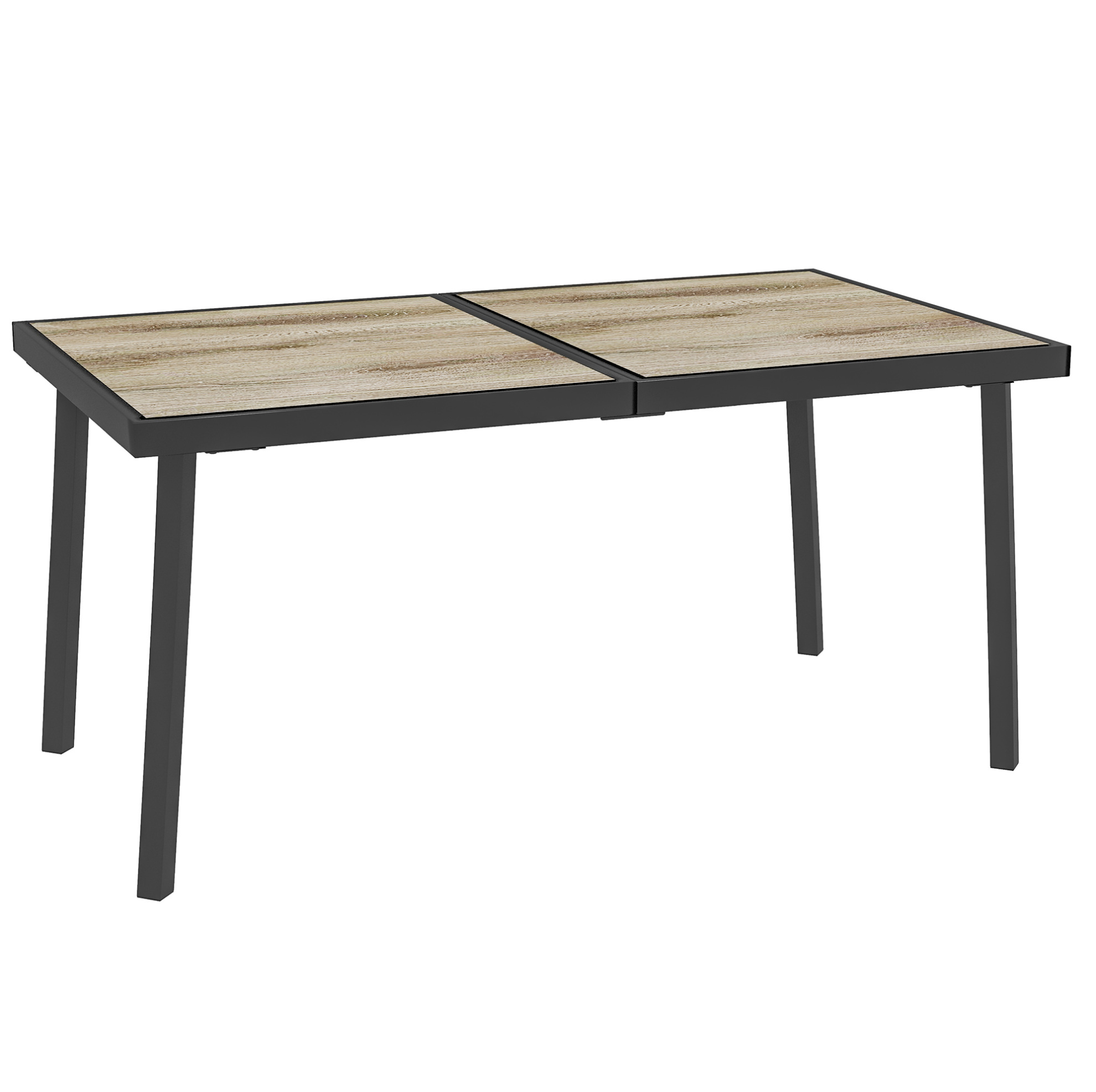 Rechteckiger Gartentisch 145 X 85 Cm Grau Mit Stahlgestell Und Tischplatte In Holzoptik