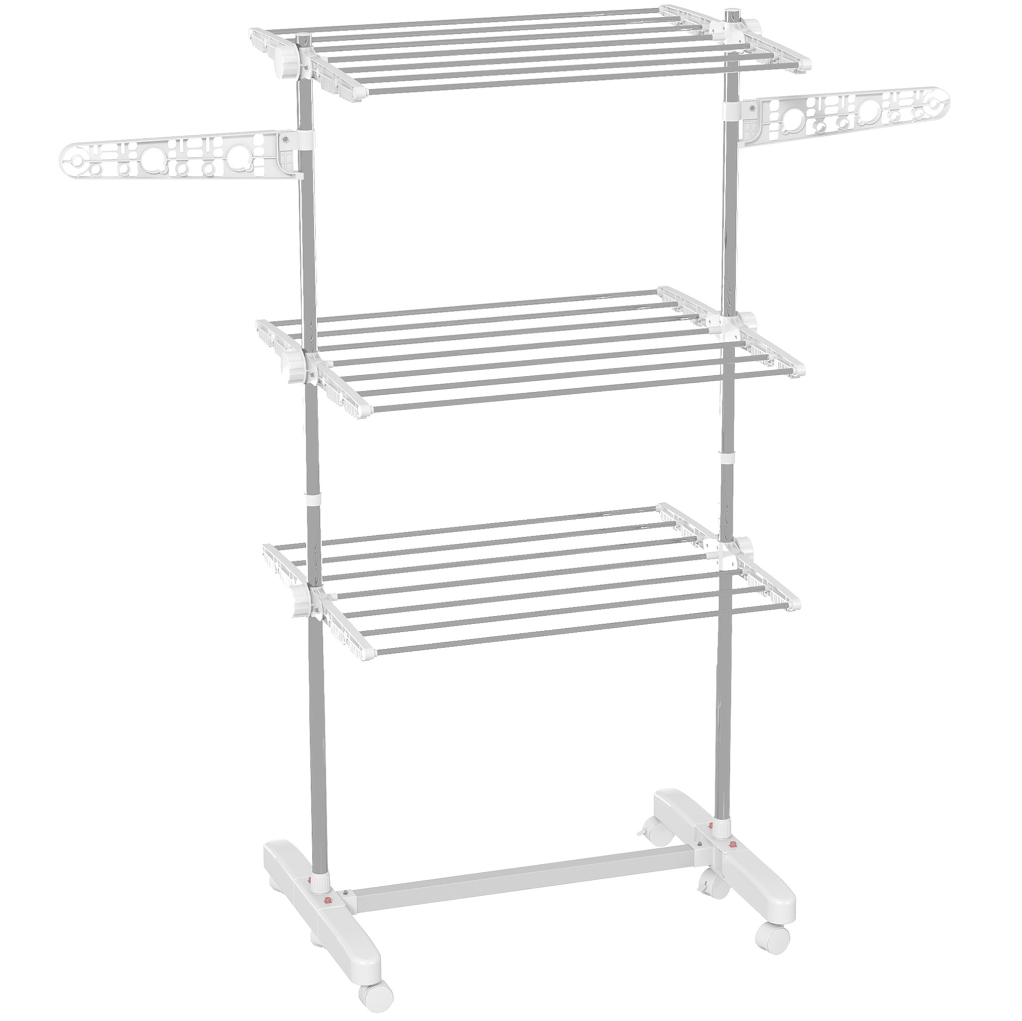 3-stufiger Faltbarer Wäscheständer Mit Rollen 142 X 55 X 152 Cm, Weiß Modenuit