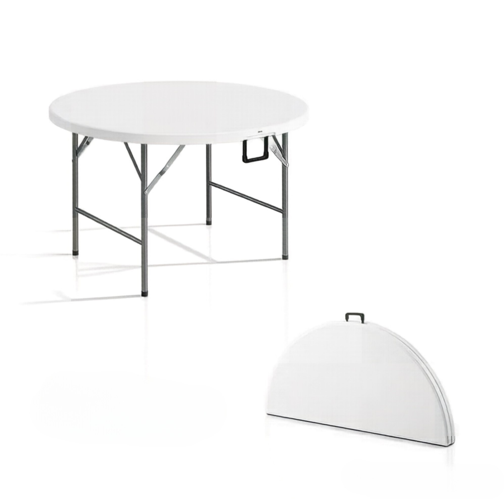 Runder Klappbarer Outdoor-tisch Aus Hdpe Und Stahl, Ø122 Cm