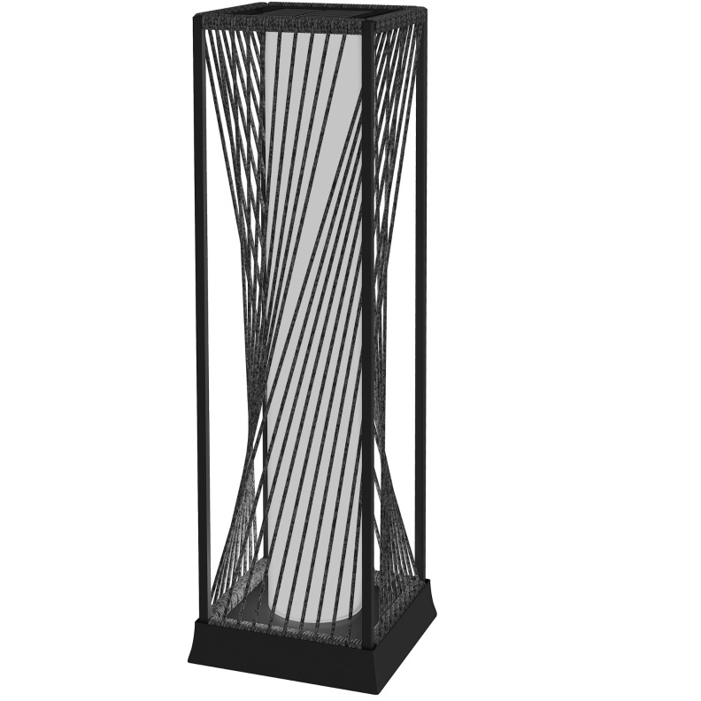 Solar-außenlampe Aus Rattan Mit Lichtsensor 25 Led Grau-schwarz 22 X 22 X 77 Cm