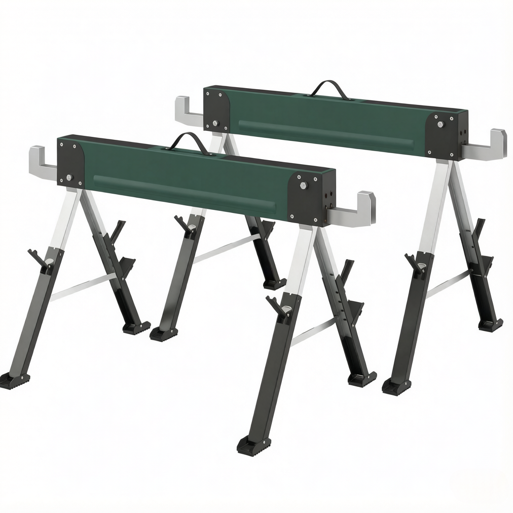 Klappbare Metallböcke, 2er-set, Max. Traglast 1160 Kg, Höhe 64-81 Cm