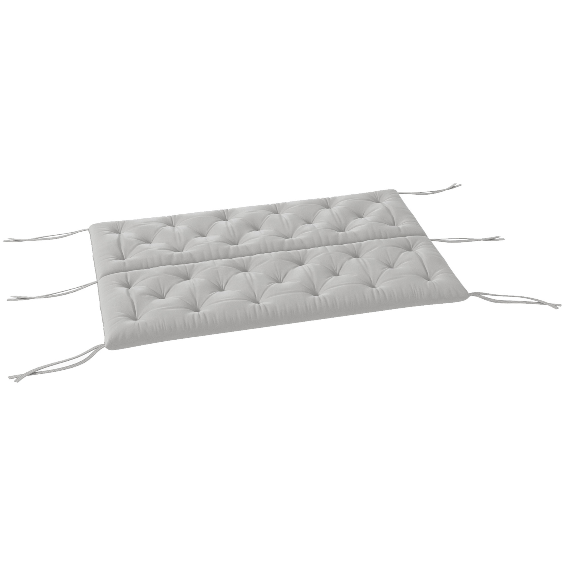 Bankkissen Für 3-sitzer 150x98x8 Cm Aus Hellgrauem Polyester Mit Bändern