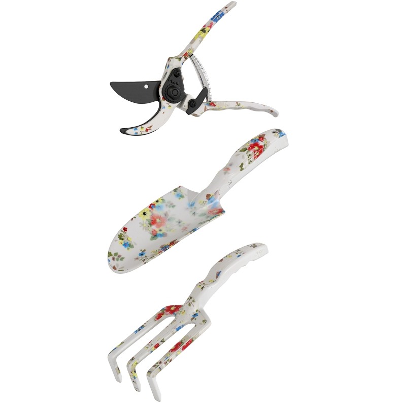 3-teiliges Gartenwerkzeug-set Aus Aluminium In Multicolor Mit Schere, Schaufel Und Handrechen