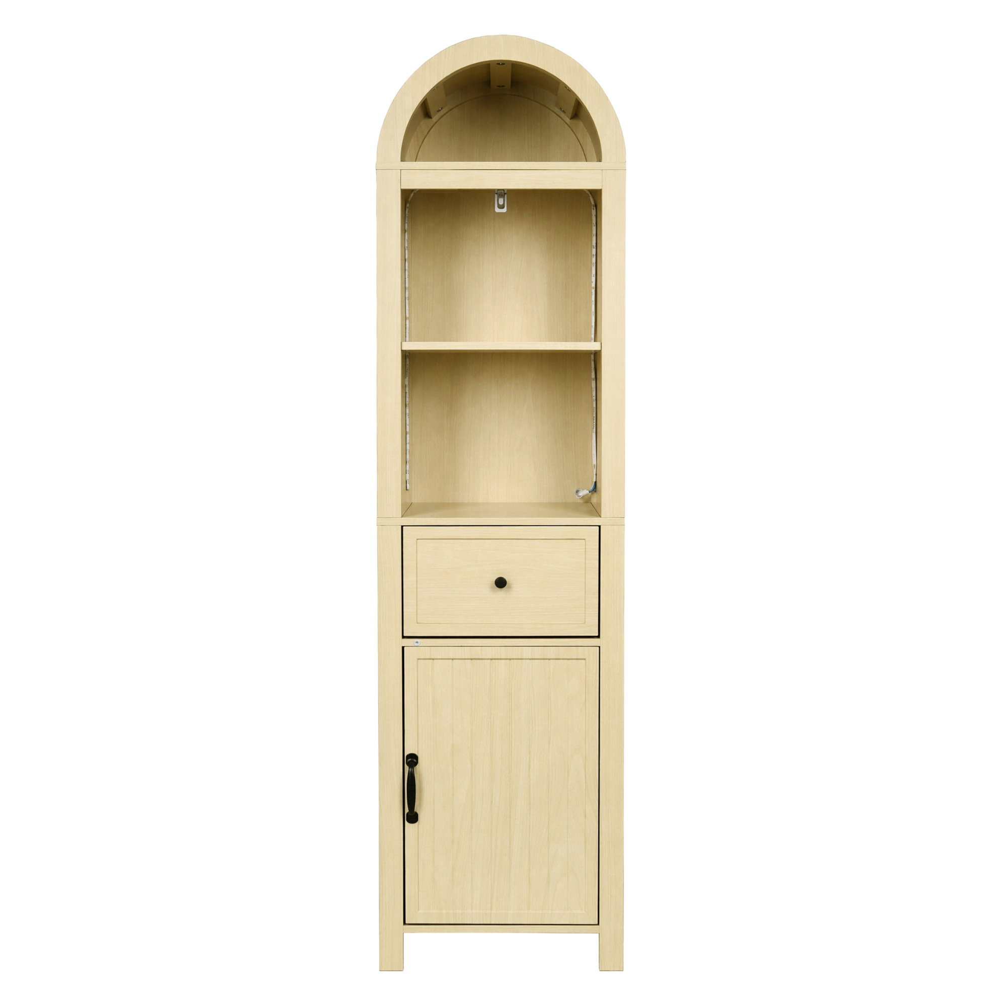 Hoher Badezimmerschrank 163 Cm Aus Mdf Mit Rgb-led, Reversibler Tür Und Schublade