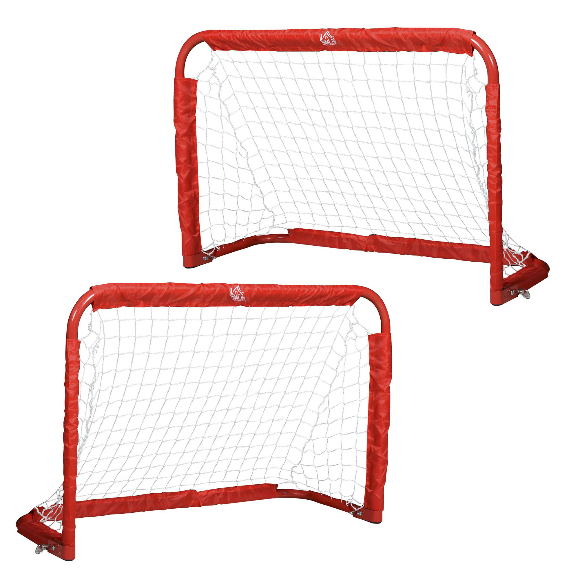 2er-set Faltbare Mini-fußballtore Aus Stahl, Rot, 90 X 36 X 60 Cm, Modenuit