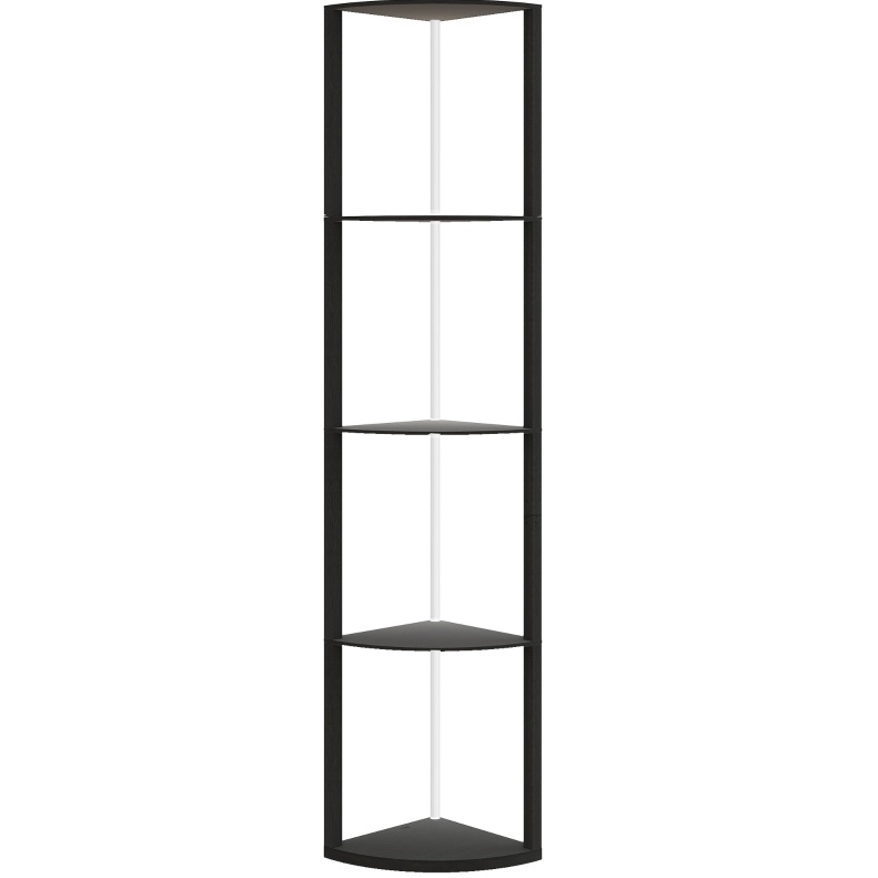 Led-eckstehlampe Mit Regalen, Rgb, Fernbedienung, Schwarz