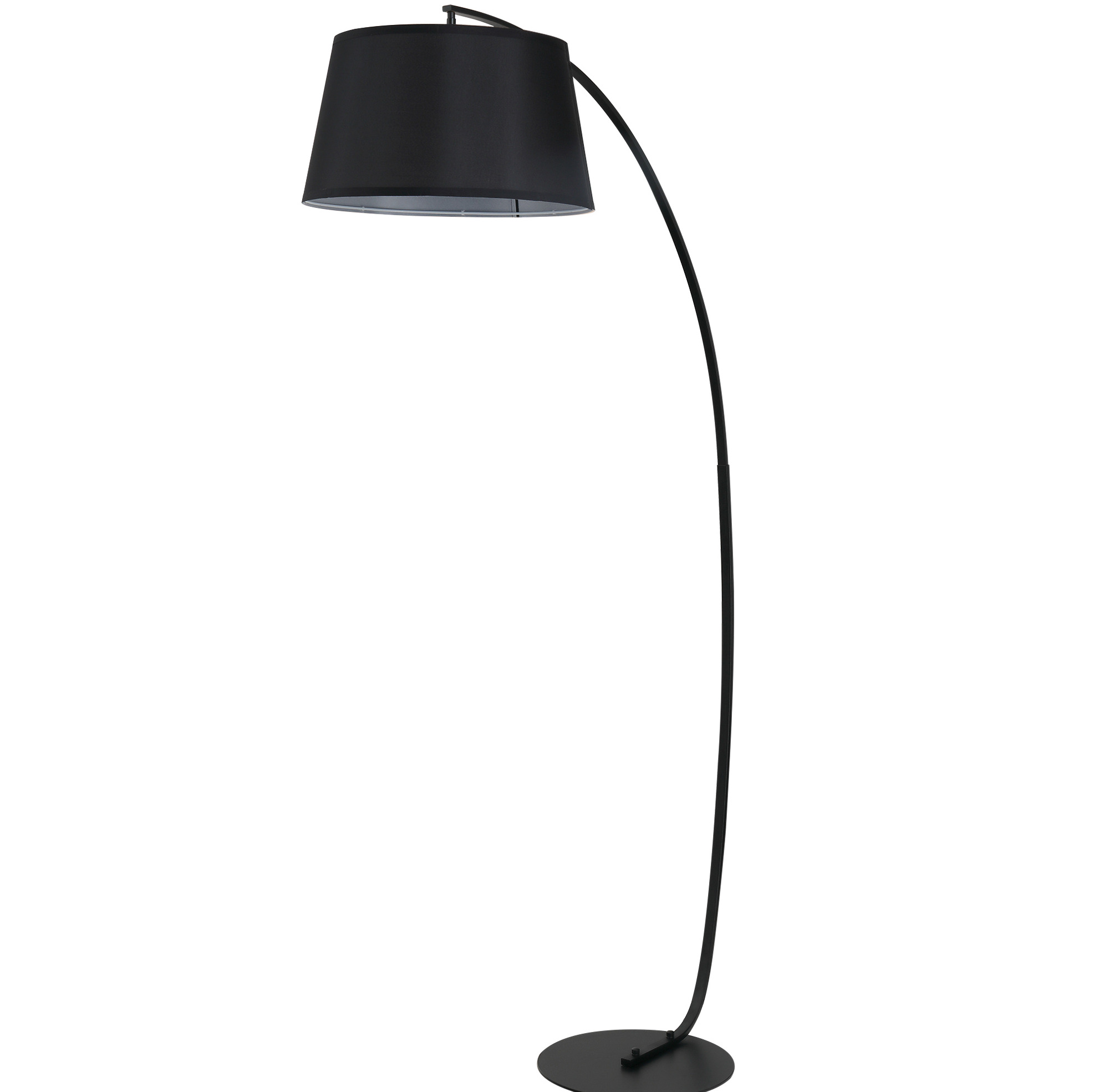 Bogenlampe Aus Schwarzem Metall Mit Stofflampenschirm, Modenuit