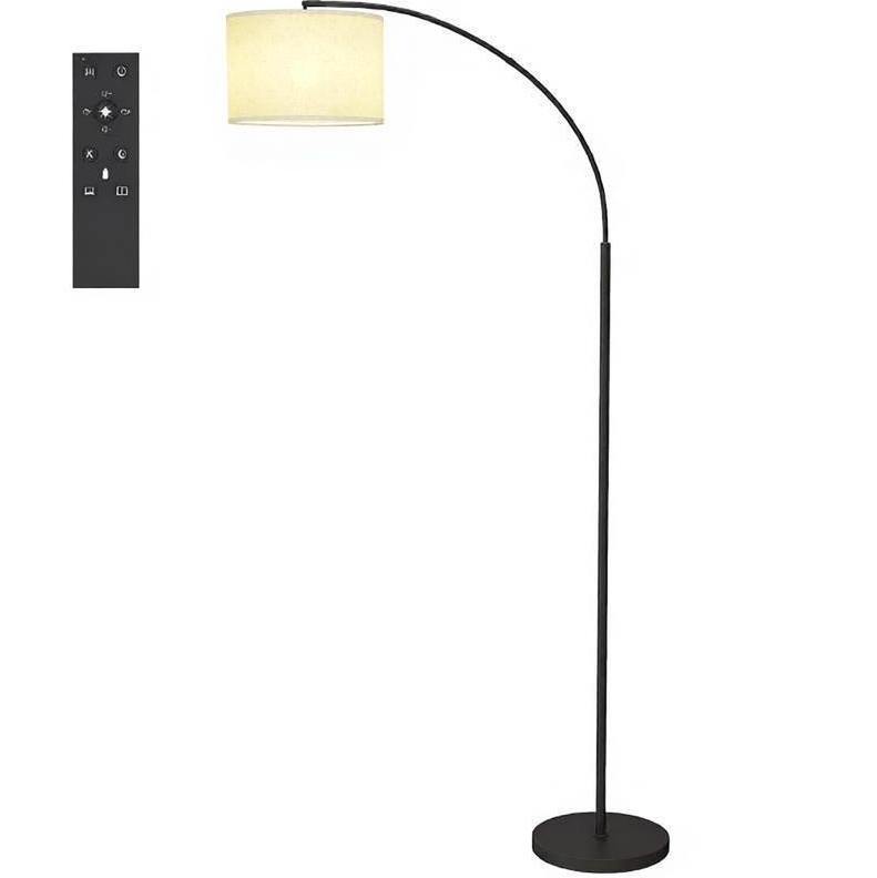 Moderner Bogenstehlampe Mit Fernbedienung, Schwarz Und Creme, Metall Und Stoff, 9 W