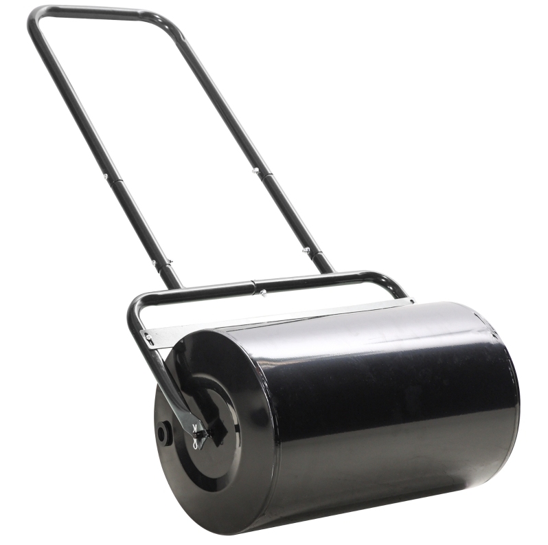 Schwarze Rasenwalze Aus Stahl Mit U-griff, 32 Cm, 38 L Wasser Oder 62 Kg Sand