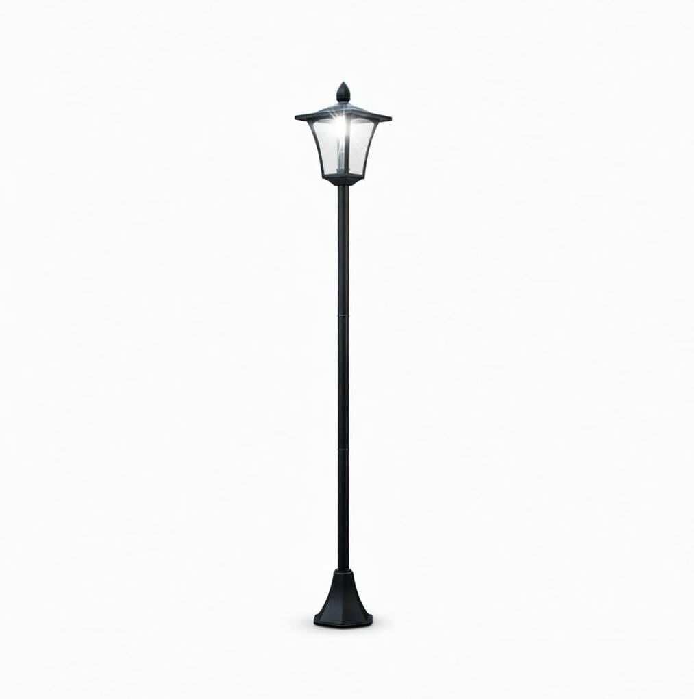 Vintage Schwarze Solar-gartenlampe 160 Cm Aus Edelstahl Und Pp, 1 Stück