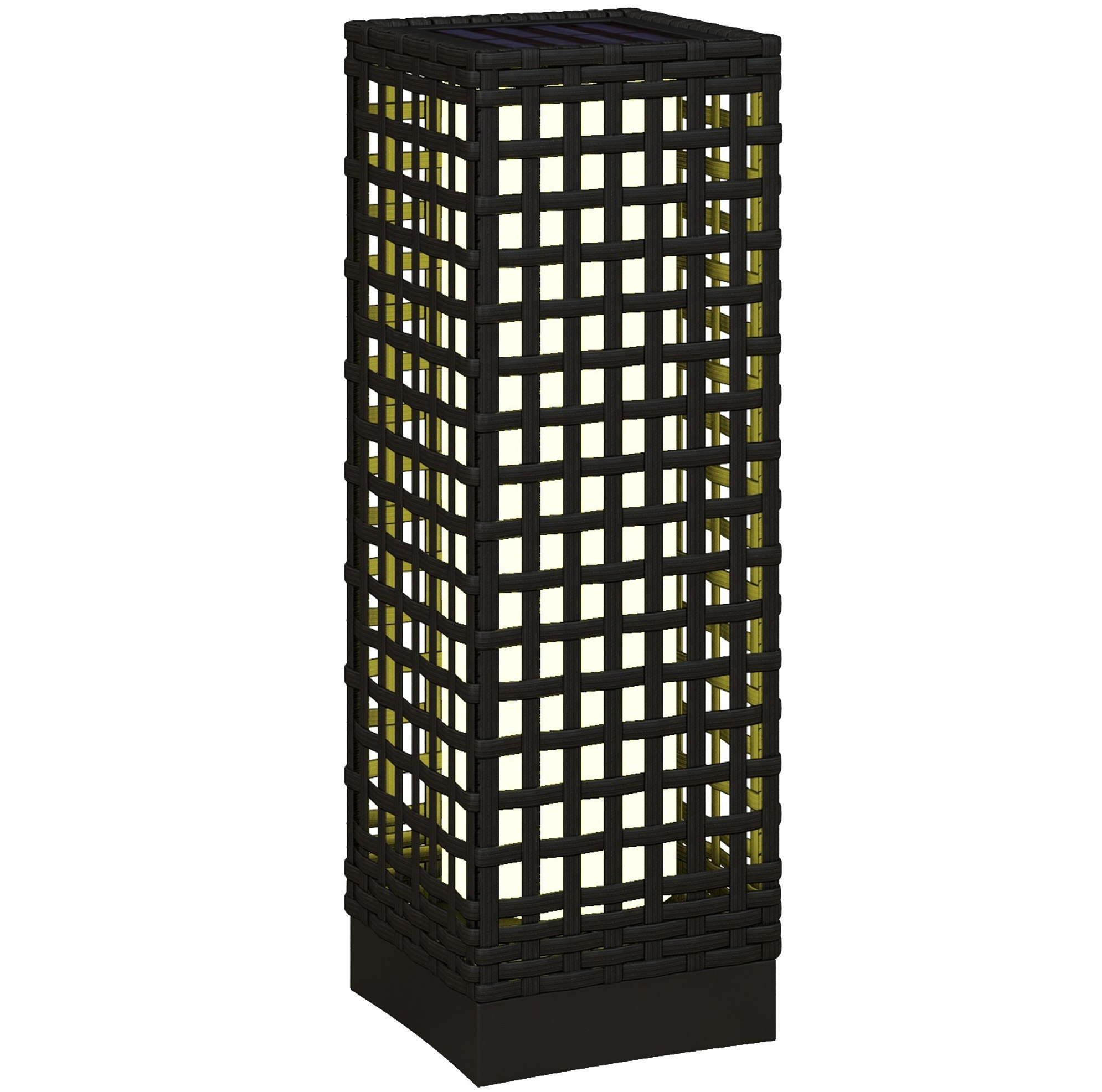 Solar-außenlampe In Rattanoptik, Schwarz, 15,5 X 15,5 X 46 Cm, Mit Automatischem Lichtsensor