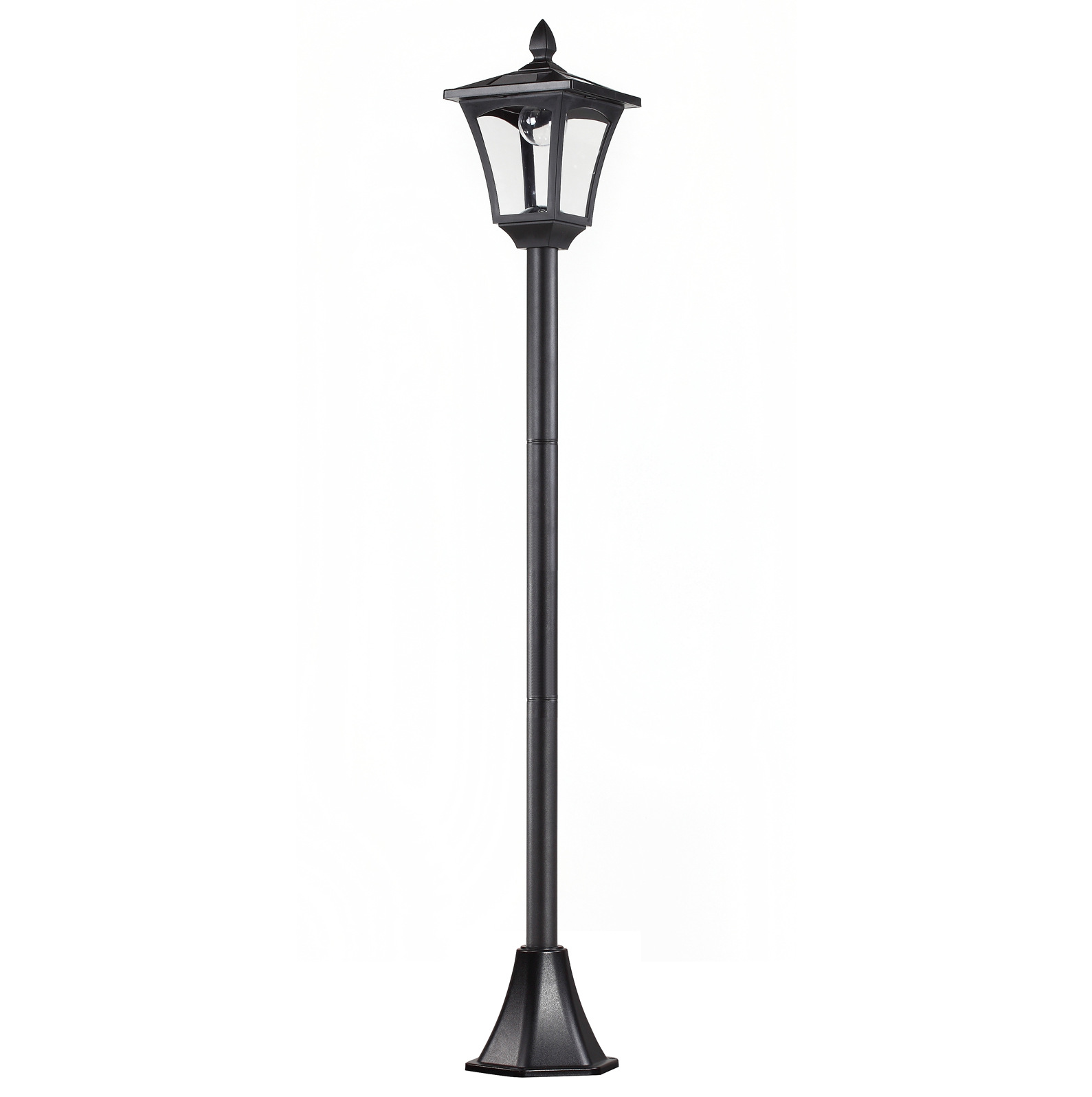 Solar-gartenlaterne Mit Led 40 Lumen, Schwarz, 18 X 18 X 160 Cm