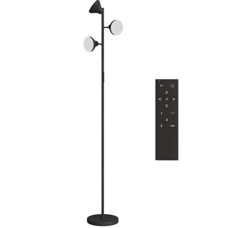 Dimmbare Stehlampe Mit Rgb-leselicht, 3 Schwenkbaren Köpfen, Schwarz