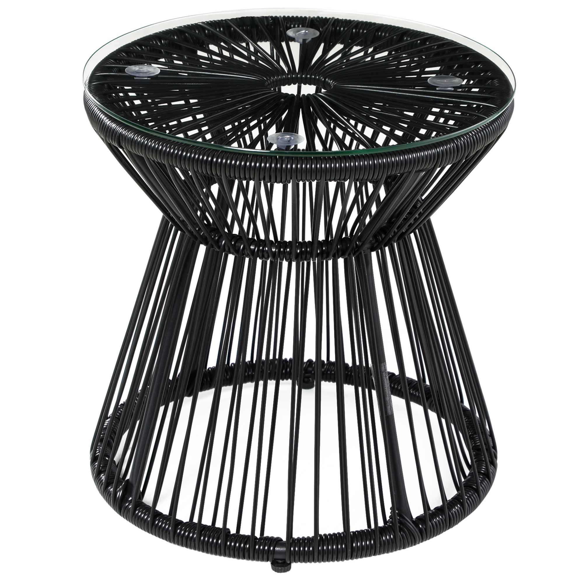 Runder Gartentisch Aus Schwarzem Polyrattan Mit Tischplatte Aus Gehärtetem Glas 40 X 40 X 42 Cm