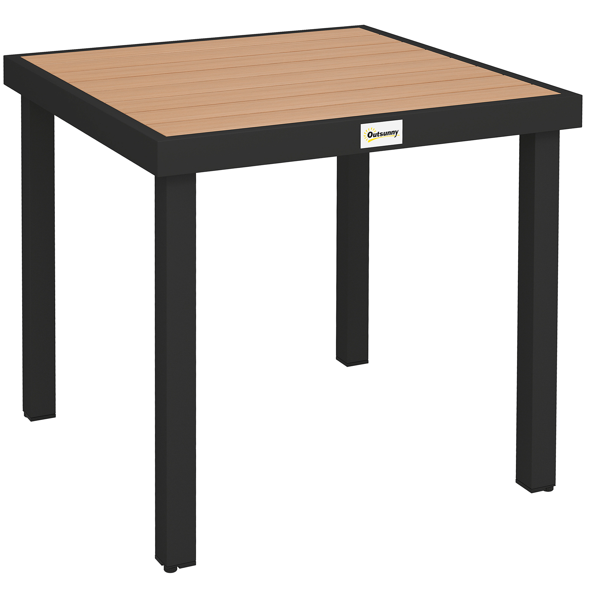 Gartentisch 78 X 78 X 74 Cm Aus Aluminium Mit Tischplatte In Holzoptik, Schwarz