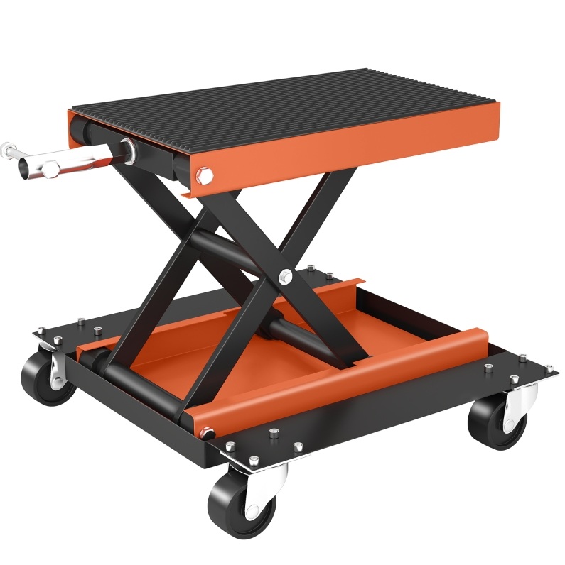 Motorrad-scherenheber 500 Kg, Verstellbar 135-390 Mm, Stahl, Mit Rollen Und Abnehmbarem Griff