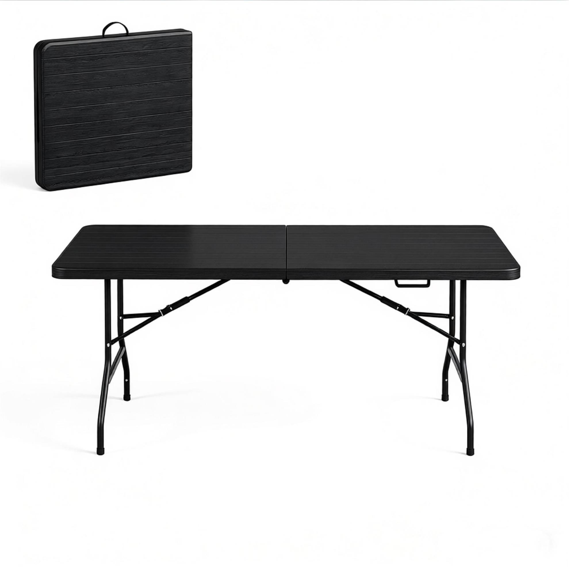 Klappbarer Balkontisch Aus Hdpe Und Metall, Schwarz, 180 X 74 X 70 Cm Modenuit
