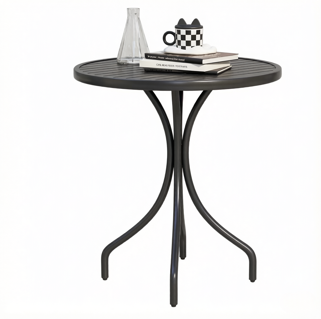Runder Bistro-gartentisch Aus Verzinktem Stahl, Schwarz, Ø 66 Cm Modenuit