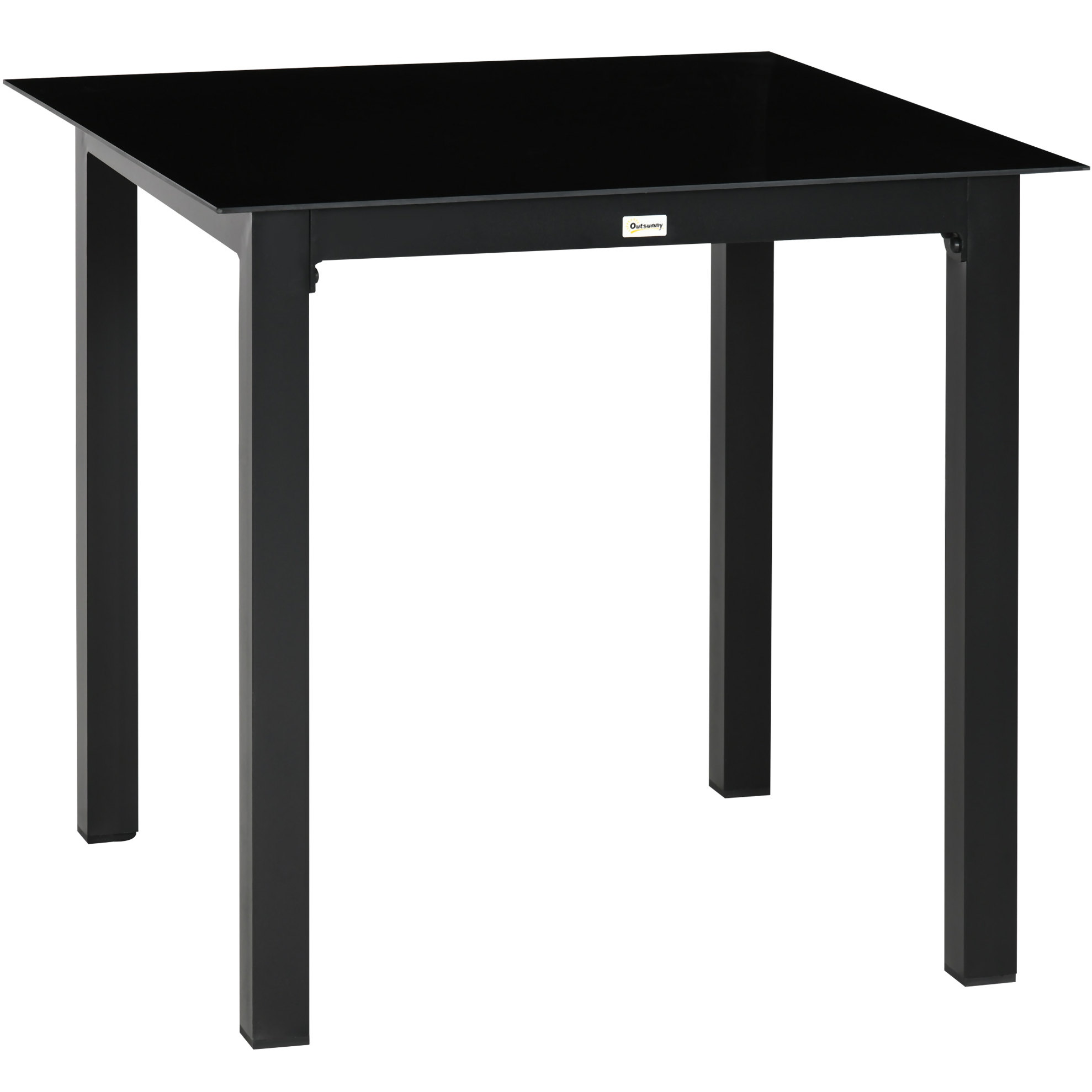Quadratischer Gartentisch Aus Schwarzem Aluminium 80 X 80 X 74 Cm Mit Sicherheitsglasplatte